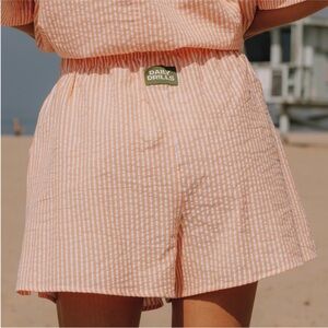 NWT Daily Drills Resort Mango Orange Seersucker Boxer Shorts M/L